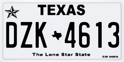TX license plate DZK4613
