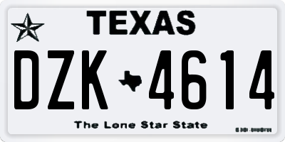 TX license plate DZK4614