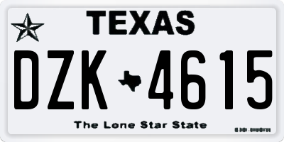 TX license plate DZK4615