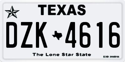 TX license plate DZK4616