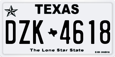 TX license plate DZK4618