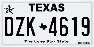 TX license plate DZK4619