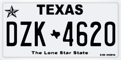 TX license plate DZK4620