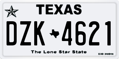 TX license plate DZK4621