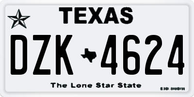 TX license plate DZK4624