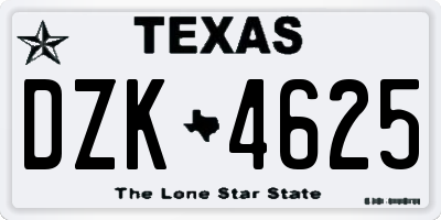 TX license plate DZK4625