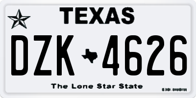 TX license plate DZK4626