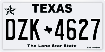 TX license plate DZK4627
