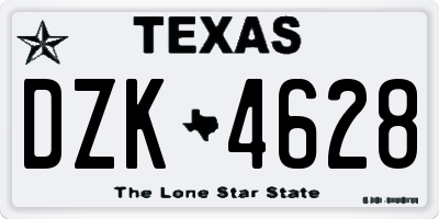 TX license plate DZK4628