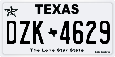TX license plate DZK4629
