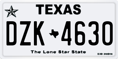 TX license plate DZK4630