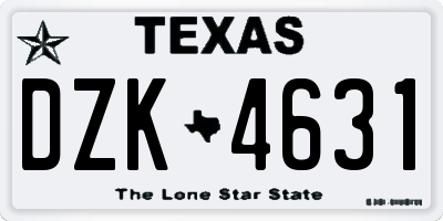 TX license plate DZK4631