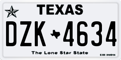 TX license plate DZK4634