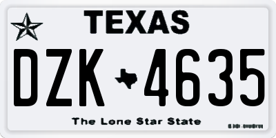 TX license plate DZK4635
