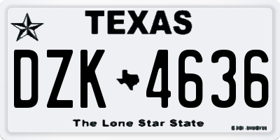 TX license plate DZK4636