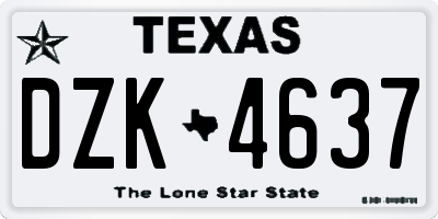 TX license plate DZK4637