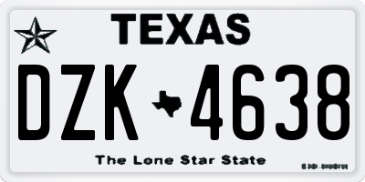 TX license plate DZK4638