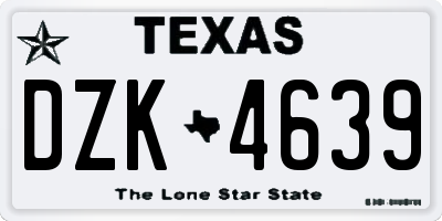 TX license plate DZK4639