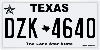 TX license plate DZK4640