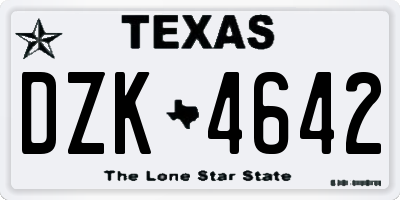 TX license plate DZK4642