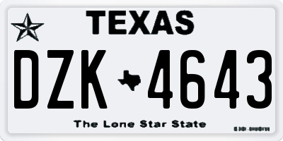 TX license plate DZK4643