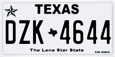 TX license plate DZK4644