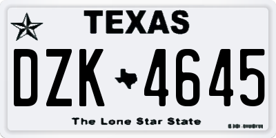 TX license plate DZK4645
