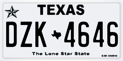 TX license plate DZK4646