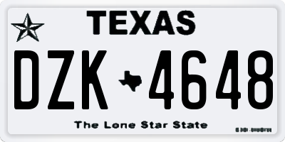 TX license plate DZK4648