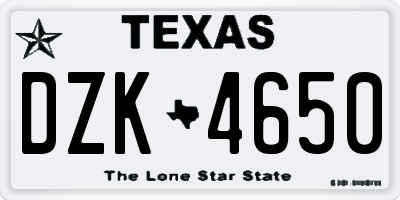 TX license plate DZK4650