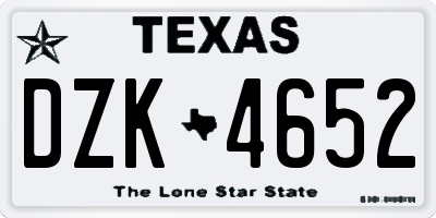 TX license plate DZK4652