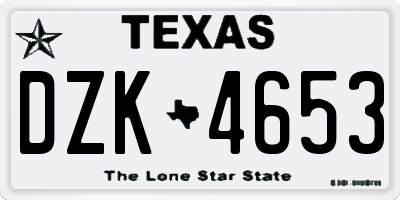 TX license plate DZK4653