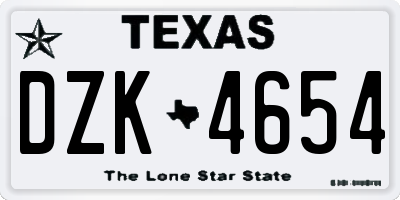 TX license plate DZK4654