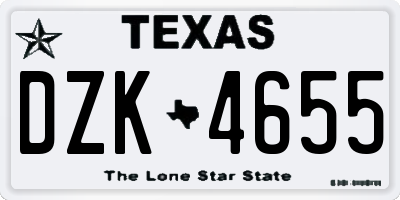 TX license plate DZK4655