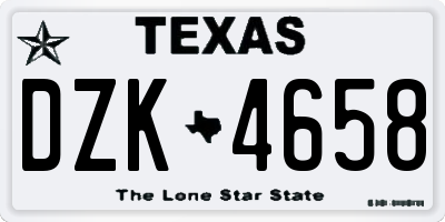 TX license plate DZK4658
