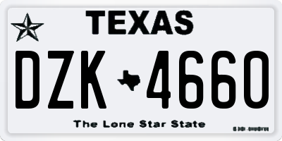 TX license plate DZK4660