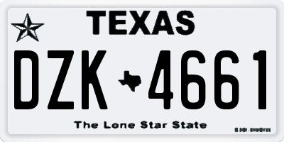 TX license plate DZK4661