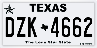 TX license plate DZK4662