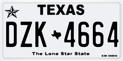 TX license plate DZK4664