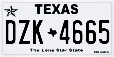 TX license plate DZK4665
