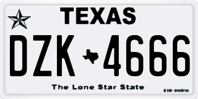 TX license plate DZK4666