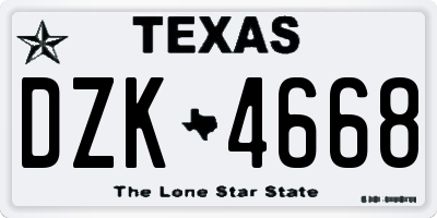 TX license plate DZK4668