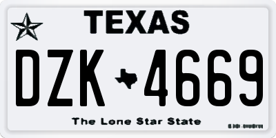 TX license plate DZK4669