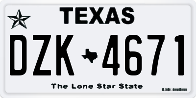 TX license plate DZK4671