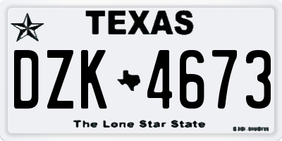 TX license plate DZK4673