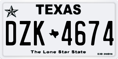 TX license plate DZK4674