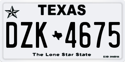 TX license plate DZK4675