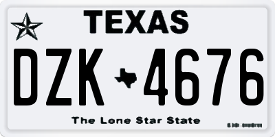 TX license plate DZK4676