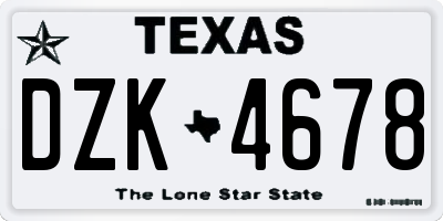 TX license plate DZK4678