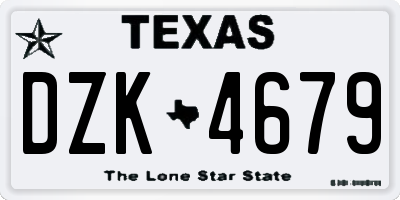 TX license plate DZK4679